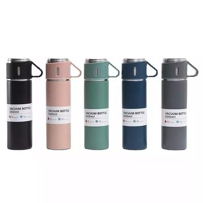 500ml 진공 단열 스테인레스 스틸 진공 병 선물 세트 3 컵