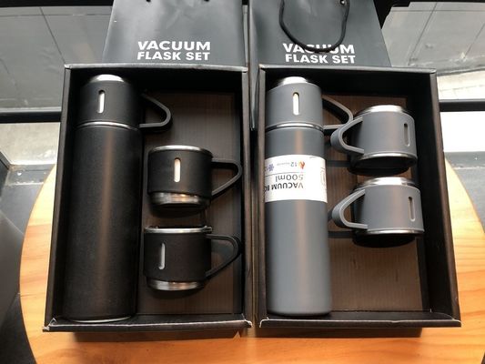 500ml 진공 단열 스테인레스 스틸 진공 병 선물 세트 3 컵