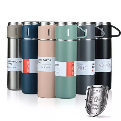 500ml 진공 단열 스테인레스 스틸 진공 병 선물 세트 3 컵