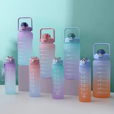 대용량 스포츠 플라스틱 경사 물병 세트 2000ml 900ml 300ml 야외용