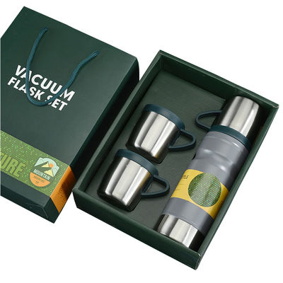 3개의 뚜?? 이 있는 스테인리스 스틸 진공병 680ml 테르모스 머그 선물 세트