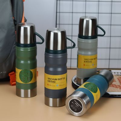 3개의 뚜?? 이 있는 스테인리스 스틸 진공병 680ml 테르모스 머그 선물 세트