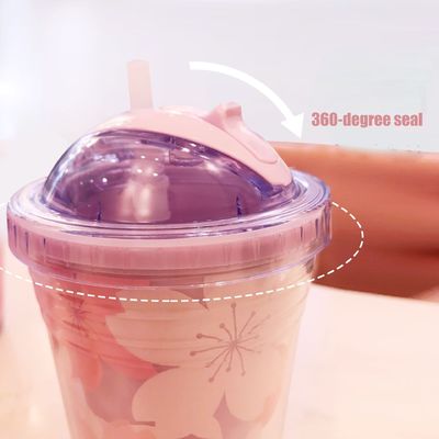 400g 더블 월 컵 짚과 함께 가장 인기있는 패션 사용자 지정 패턴 물병