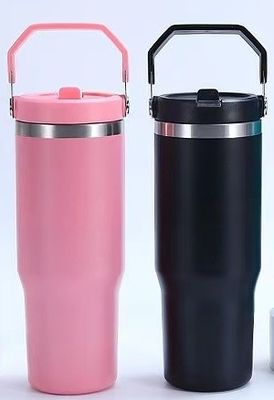 진공 단열 30oz 스테인리스 스틸 스포츠 물병 플립 빨대와 핸들