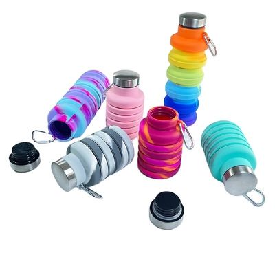 현대 디자인 스타일 500ml BPA 무료 접이식 실리콘 물병 야외 스포츠