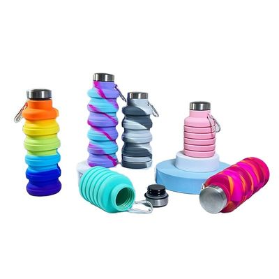 여행용 500ml 접이식 실리콘 물병 체육관 스포츠 BPA 무료 안전 학생 컵