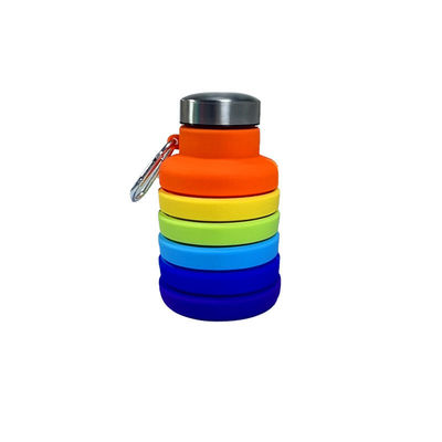 여행용 500ml 접이식 실리콘 물병 체육관 스포츠 BPA 무료 안전 학생 컵