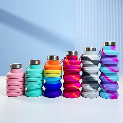 여행용 500ml 접이식 실리콘 물병 체육관 스포츠 BPA 무료 안전 학생 컵