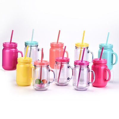 손잡이 뚜?? 과 빨대 용량 501-600ml 휴대용 디자인 유니섹스 플라스틱 음료 컵