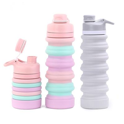 사용자 지정 로고 750ML 접이식 물병 BPA 없는 실리콘 어린이 학교와 스포츠