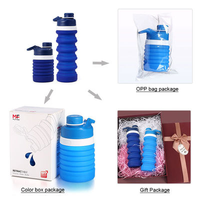 사용자 지정 로고 750ML 접이식 물병 BPA 없는 실리콘 어린이 학교와 스포츠