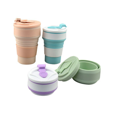 350ml/500ml 다중 사용 가능한 휴대용 물병을 위한 맞춤 인쇄 실리콘 접기 컵