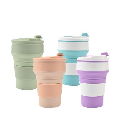 350ml/500ml 다중 사용 가능한 휴대용 물병을 위한 맞춤 인쇄 실리콘 접기 컵