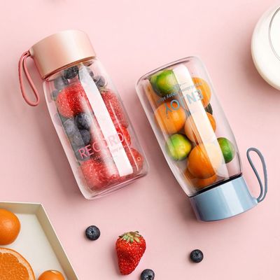열 절연 성능 귀여운 휴대용 380ml 투명 물컵 야외용