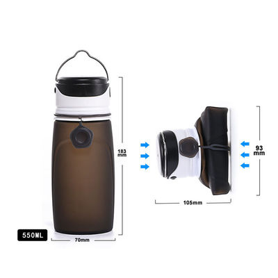 550ML Bpa 무료 맑은 하강 접이식 체육관 스포츠 어린이 실리콘 물병 성인용 LED 조명