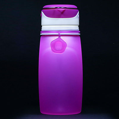 550ML Bpa 무료 맑은 하강 접이식 체육관 스포츠 어린이 실리콘 물병 성인용 LED 조명