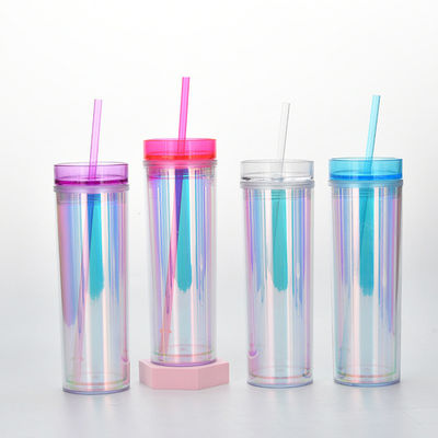 짚 450ml 환경 친화적 인 로고로 재사용 가능한 플라스틱 커피 텀블러와 액세서리