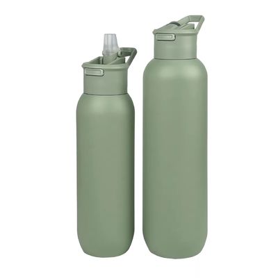 손잡이 뚜?? 이 있는 진공 단열 스테인레스 스틸 플라스크 580ml 및 1000ml 군대 녹색