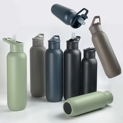손잡이 뚜?? 이 있는 진공 단열 스테인레스 스틸 플라스크 580ml 및 1000ml 군대 녹색
