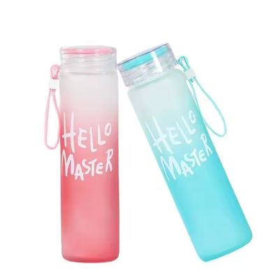 지속 가능한 500ml BPA 무료 사용자 지정 로고 학생용 녹음된 유리 물병 컵