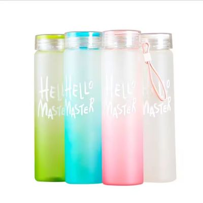 지속 가능한 500ml BPA 무료 사용자 지정 로고 학생용 녹음된 유리 물병 컵