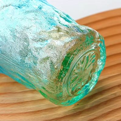 LID 투명 맑은 캔 유리 350ml 크리에이티브 휴대용 누출 방지 색상 껍질 패턴