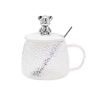 210g 귀여운 디자인 친환경 열에 내성이 높은 유리 커피 머그 곰 덮개