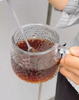 손잡이 덮개와 뚜?? 이 있는 아침 식사 컵 투명 유리 커피 컵 12.5*13*8cm
