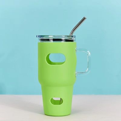 식품 등급 수플리메이션 32oz 유리 텀블러 목재 뚜?? 과 빨대 친환경