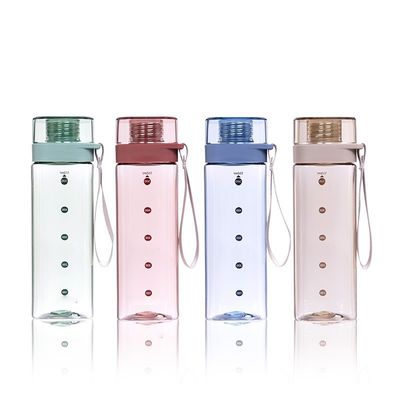 아웃도어 스포츠 휴대용 550ml 700ml PC 플래스틱 평면 물병 손잡이 로프