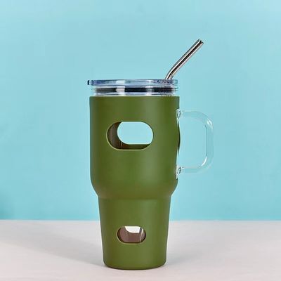 32oz 유리 텀블러 윗부분에 나무 뚜?? 과 빨대 투어