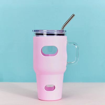 32oz 유리 텀블러 윗부분에 나무 뚜?? 과 빨대 투어