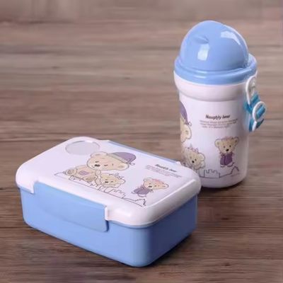 500ml 짚 컵 플라스틱 점심 상자 물 컵 세트