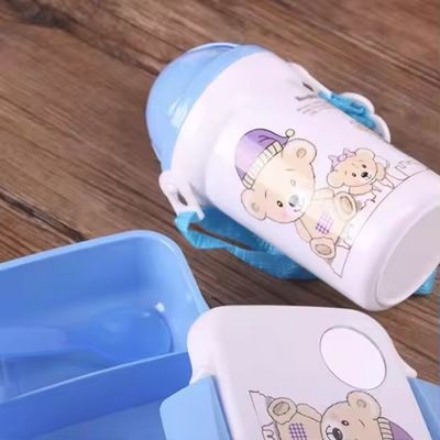 500ml 짚 컵 플라스틱 점심 상자 물 컵 세트