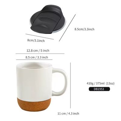 모든 조각 400ml 용량 친환경 재사용 세라믹 머그 코크 바닥 커피 머그 컵
