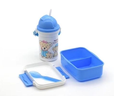 편리한 500ml 짚 컵 플라스틱 점심 상자 세트 학생 및 어린이
