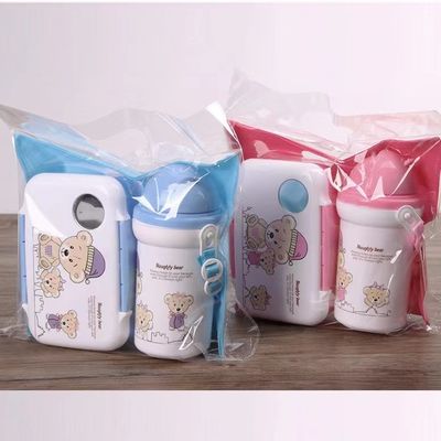사용자 지정 로고 허용 어린이 만화 점심 상자 500ml 빨대 냄비 세트