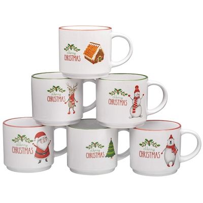 MUGS 14oz 세라믹 크리스마스 워터컵 휴대용 사용자 지정 로고 재사용 재미있는 뜨거운 초콜릿 컵 크리스마스 선물