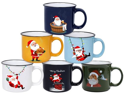 MUGS 14oz 세라믹 크리스마스 워터컵 휴대용 사용자 지정 로고 재사용 재미있는 뜨거운 초콜릿 컵 크리스마스 선물