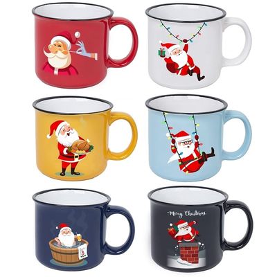 MUGS 14oz 세라믹 크리스마스 워터컵 휴대용 사용자 지정 로고 재사용 재미있는 뜨거운 초콜릿 컵 크리스마스 선물
