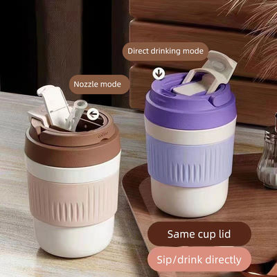 400ml/550ml 휴대용 커피 컵 다중 사용 가능한 컵 뚜?? 과 빨대 2024 디자인