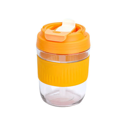 수용 가능한 OEM/ODM 400/550ml 실리콘 수면으로 된 스피크 پروف 더블 음료 유리 컵