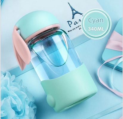 창의적인 만화 토끼 디자인과 휴대용 누출 방지 밀폐 디자인과 함께 물 유리 컵