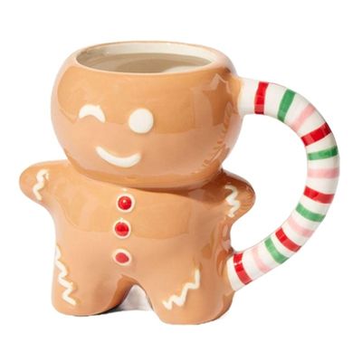 MUGS 음료용품 10OZ 세라믹 크리스마스 커피 머그 귀여운 진저브레드맨 디자인