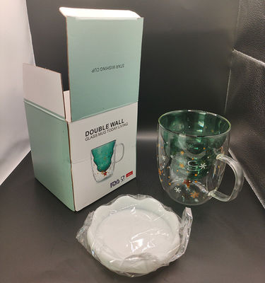300ml 크리스마스 선물 뚜?? 과 높은 온도 저항성 있는 이중 벽화 유리 컵