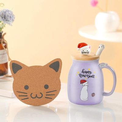 크리스마스 머그 380ml 휴대용 귀여운 세라믹 커피 머그 3D 귀여운 고양이