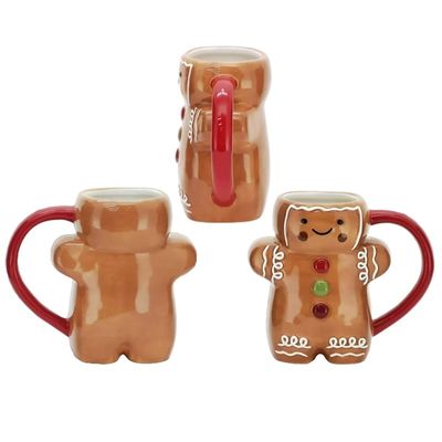 크리스마스 데이 커스텀 300ml 귀여운 진저브레드 남자 모양 키즈 컵 세라믹 커피 머그