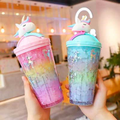 430ml 푸시 뚜?? 컵 두층 냉장용 물병 텀블러 여름