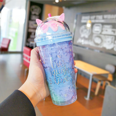 430ml 푸시 뚜?? 컵 두층 냉장용 물병 텀블러 여름