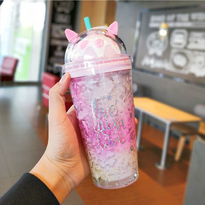 430ml 푸시 뚜?? 컵 두층 냉장용 물병 텀블러 여름
